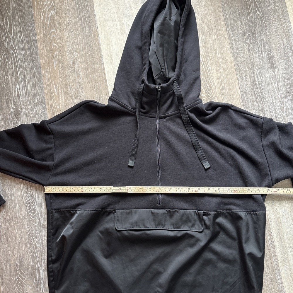 Athleta Radiant Hybrid Dress Black SIZE M Casual Athletic Hood Half Zip - Picture 11 of 11